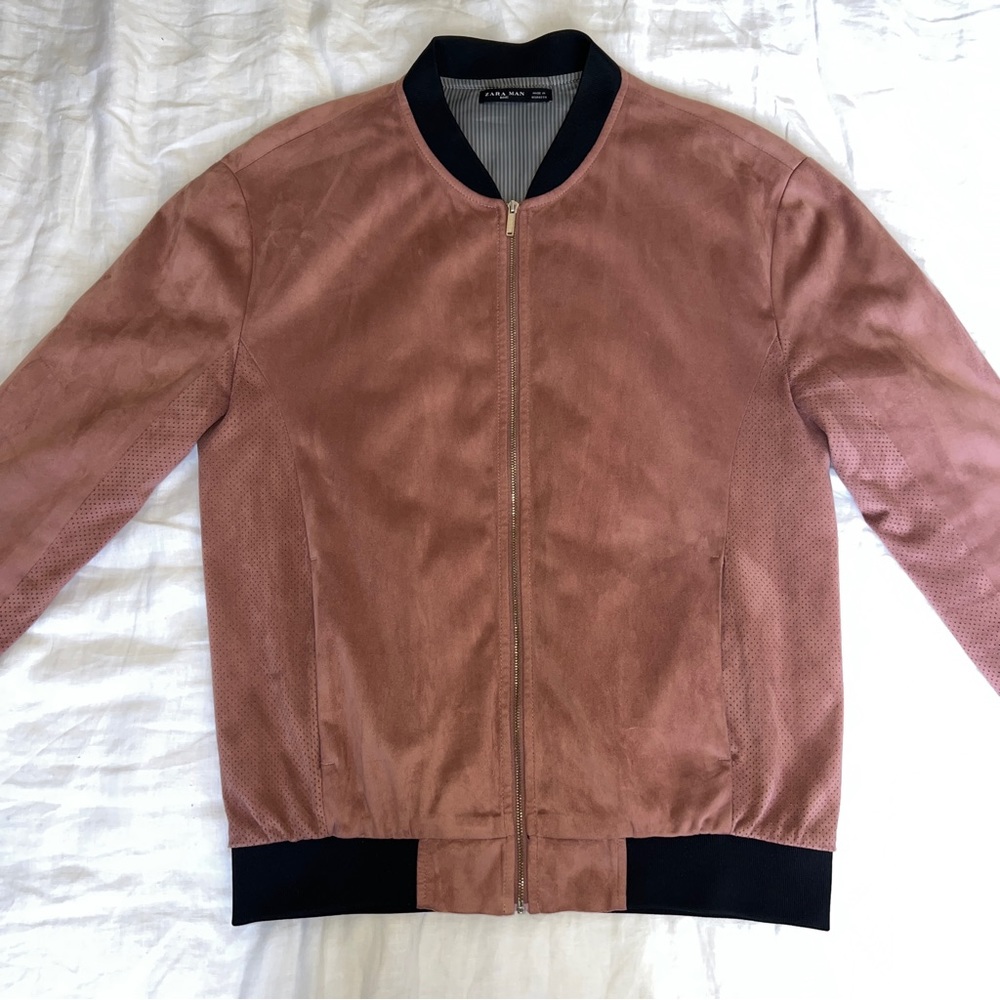 Zara Pink Suede Bomber Jacket